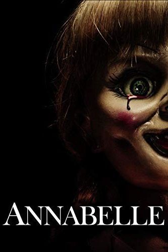 the poster for annabelle, featuring half of annabelle's face with a bloody tear against a black background it is currently the third movie if you want to watch all of the conjuring movies in chronological order