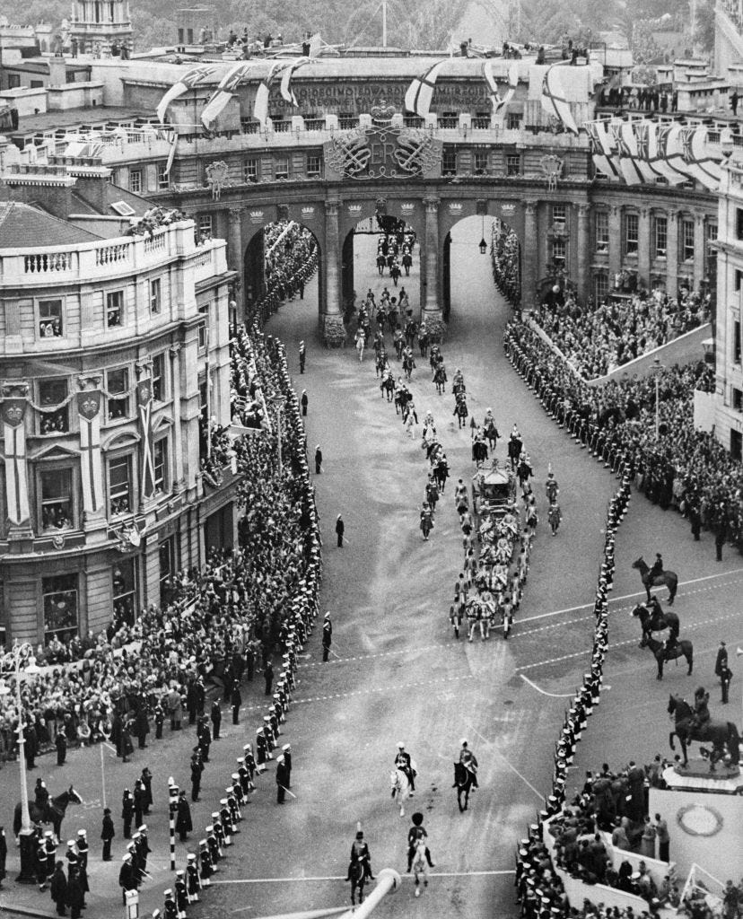 queen elizabeth ii and the duke of edinburgh on their coronation day