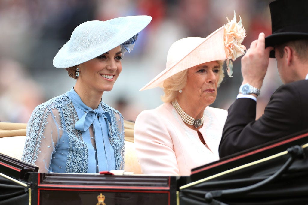 Kate Middleton's Blue Elie Saab Dress & Flower-Accented Hat at Day 1 of ...