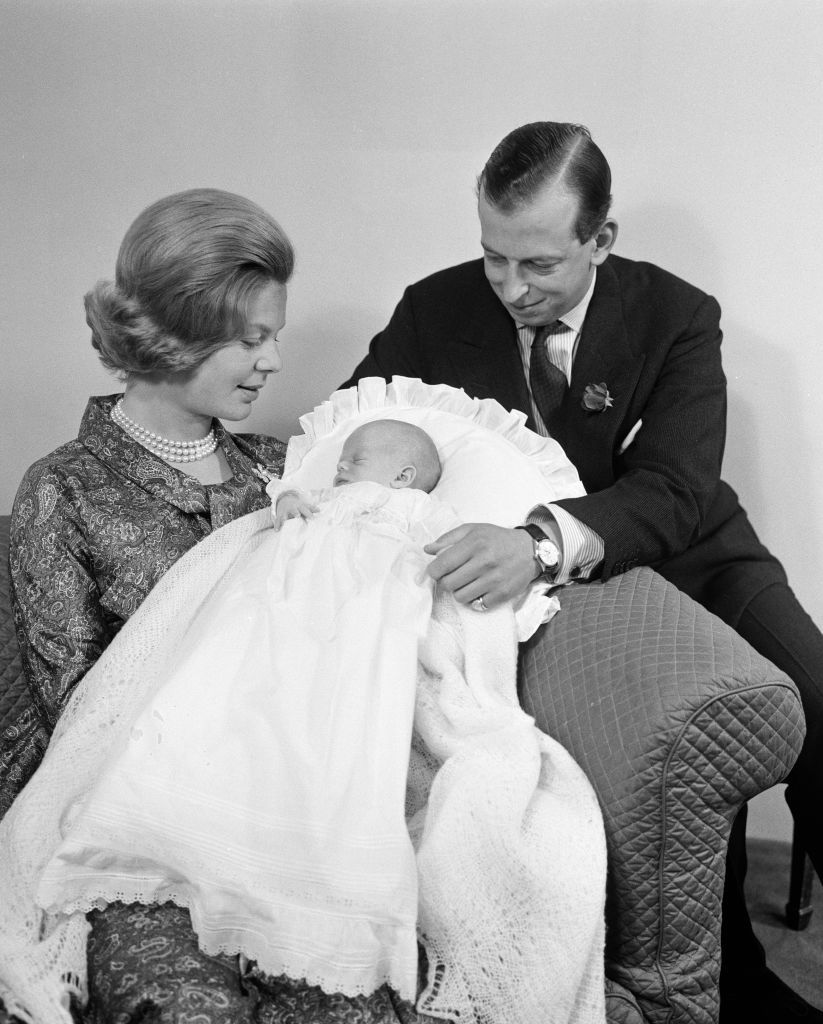 the duke and duchess of kent with their baby son, the earl of st andrews