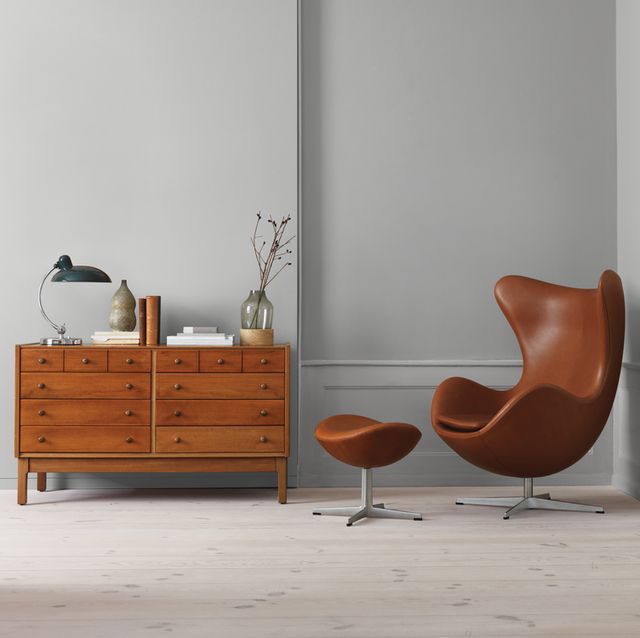 Furniture, Chest of drawers, Chair, Room, Floor, Wall, Interior design, Drawer, Orange, Wood, 