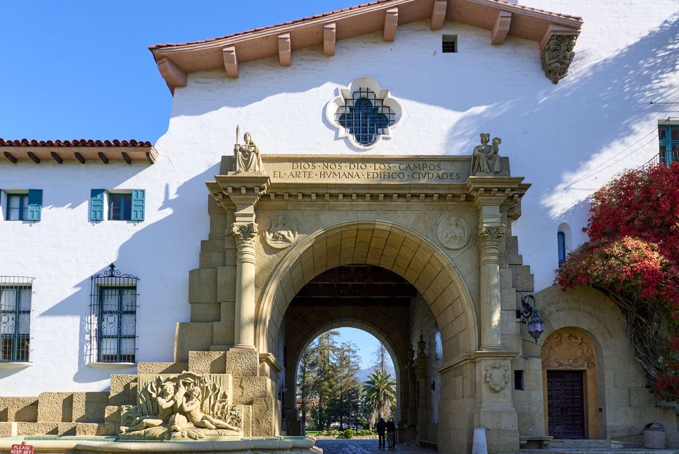 the entry arch of the santa barbara county, ca, courthouse