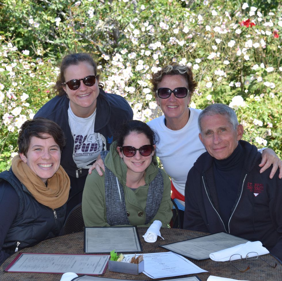 grady and fauci with their three daughters in 2019, from left to right jenny, alison, megan