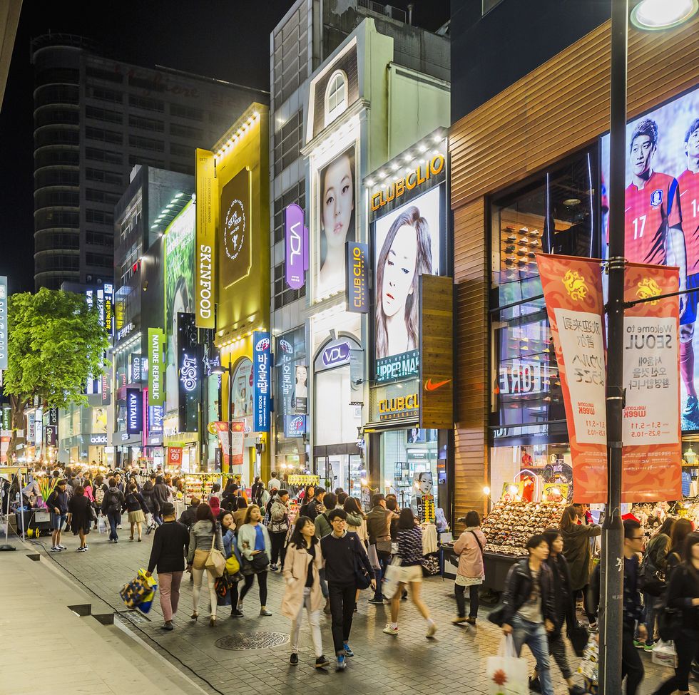 the famous shopping streets of myeong dong