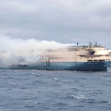 ship carrying luxury cars is on fire and adrift in the middle of the atlantic ocean
