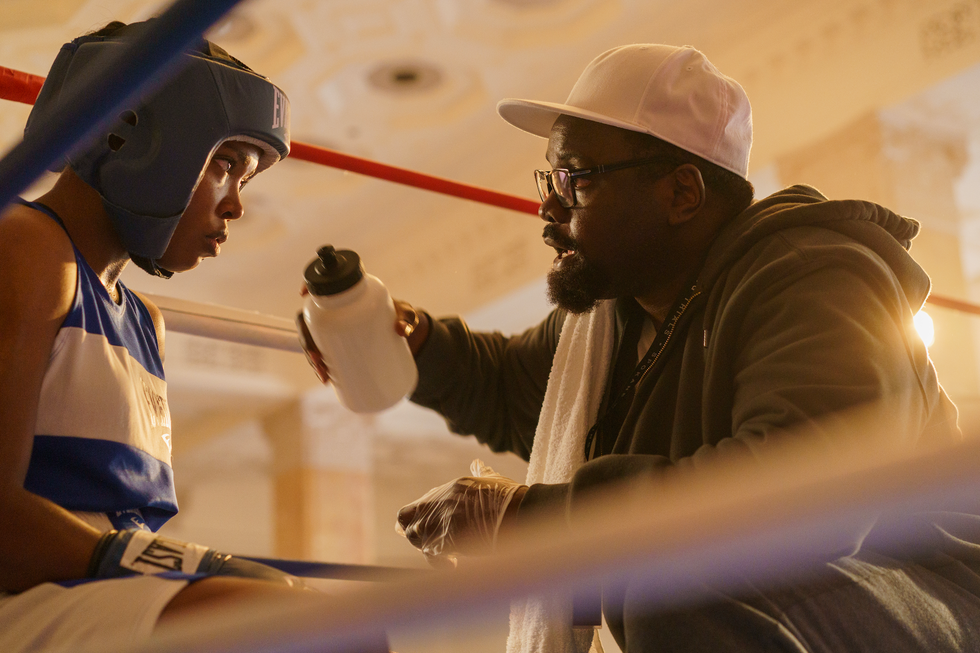 ryan destiny as claressa shields and brian tyree henry as jason crutchfield in director rachel morrison's the fire inside