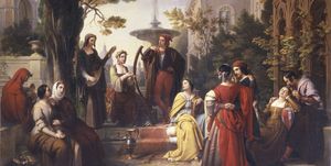 The first day of the Decameron, by Francesco Podesti, 1847, 19th century, oil on canvas