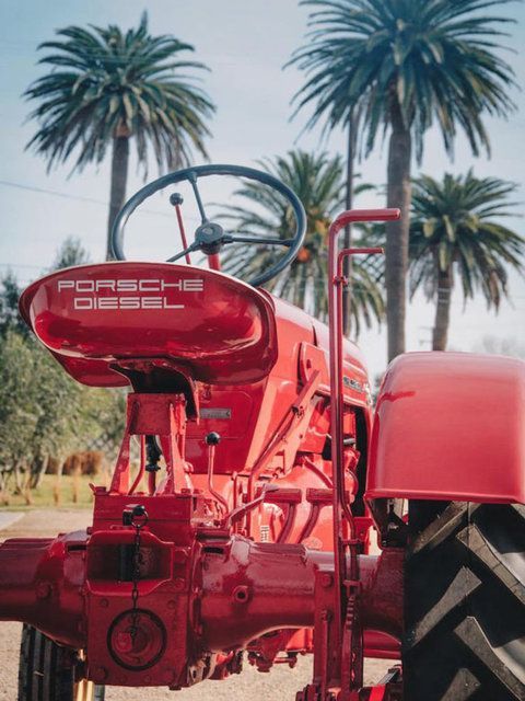 Red, Motor vehicle, Vehicle, Tree, Tractor, Plant, Agricultural machinery, 