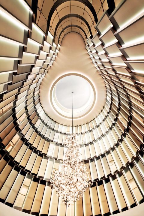 Architecture, Symmetry, Building, Ceiling, Daylighting, Design, Circle, Interior design, Pattern, Stairs, 