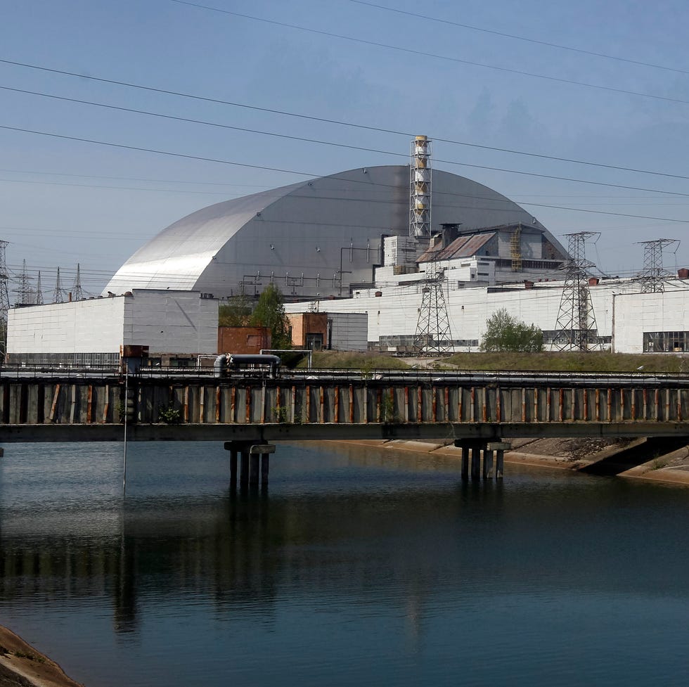 The general view of the New Safe Confinement covering the...