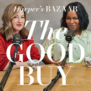 podcast hosts engaging in a conversation over tea
