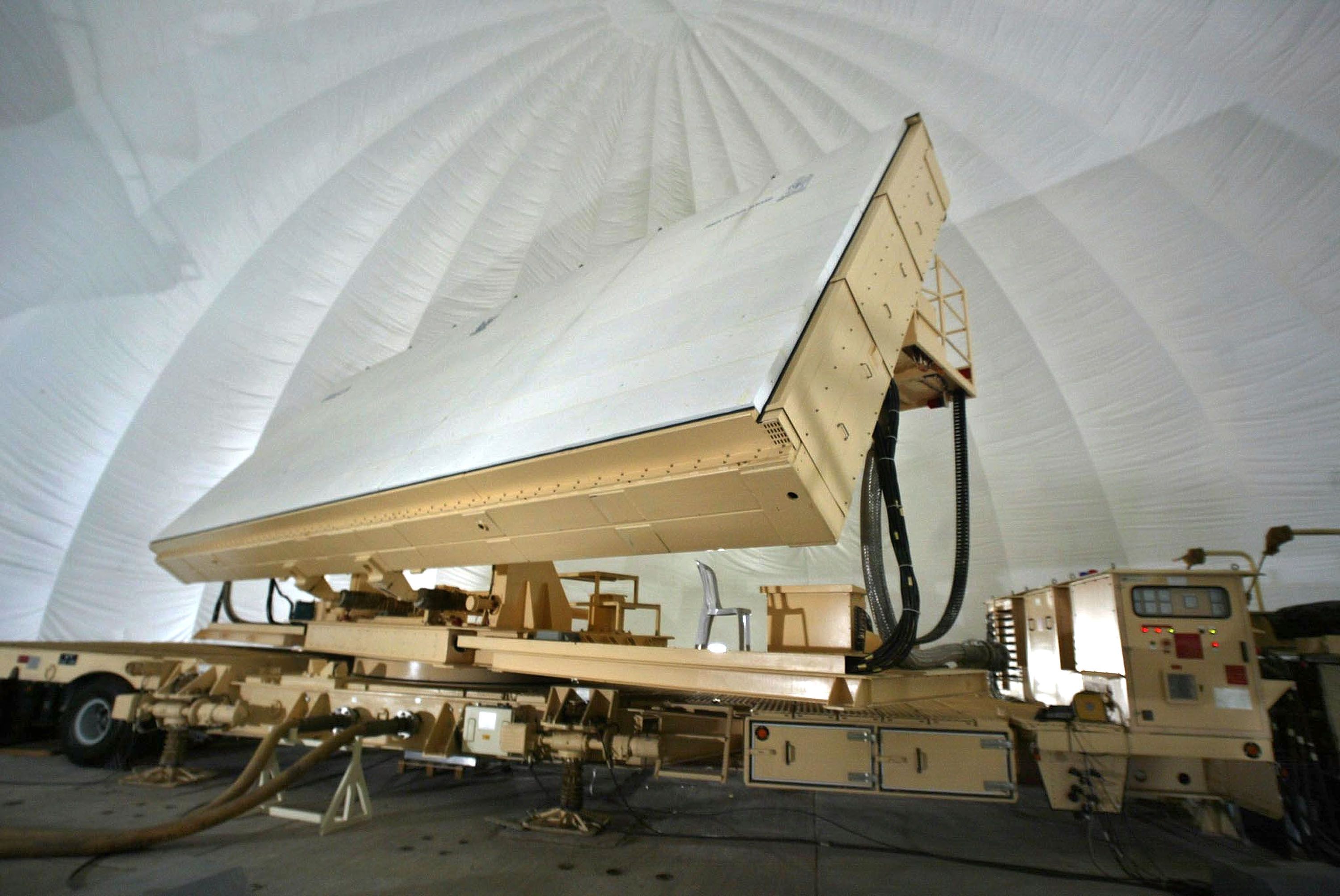 the-green-pine-radar-dish-is-covered-by-a-protective-tent-news-photo-1730483934.jpg