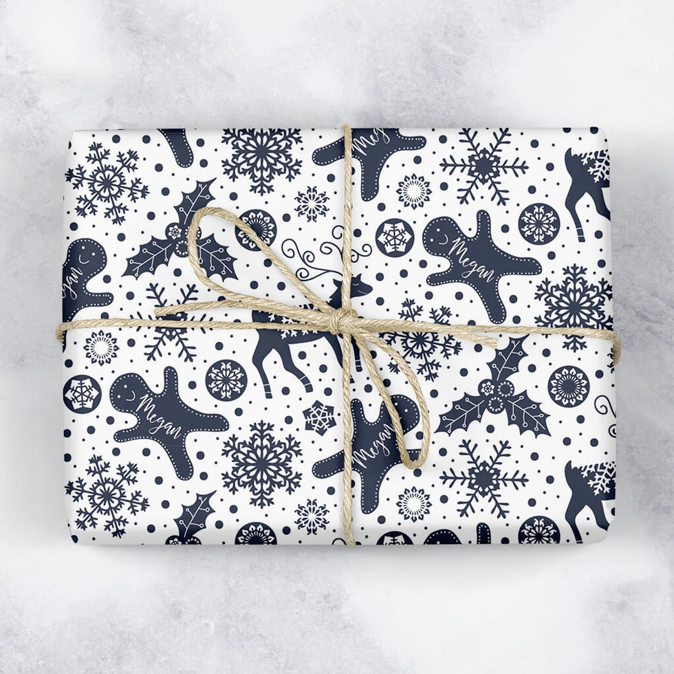 Christmas Wrapping Paper Stars, Black & White Gift Wrap 