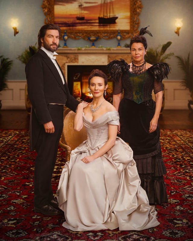 left to right : liam mcmahon as sam hardacre, claire cooper as mary hardacre  julie graham as ma.the hardacres (series generic)