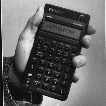 the hewlett packard 14b calculator50th anniversary limited for the past 10 years the sign of a through that  had a large, well dressed business excutive has not barrely  machine in the early been the charcoal grey, well pressed 1970s