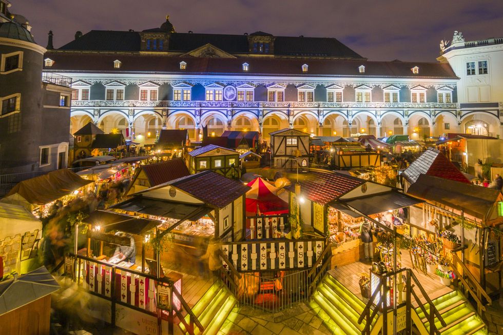 The historical, Renaissance-style Christmas market in the...