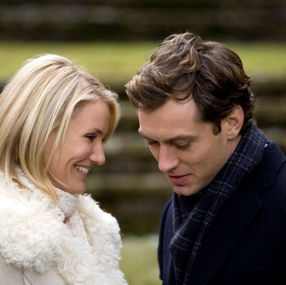 a scene in the holiday with cameron diaz's amanda and  jude law's graham