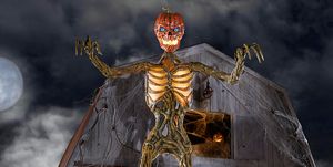 the home depot home accents holiday 12 foot inferno pumpkin skeleton