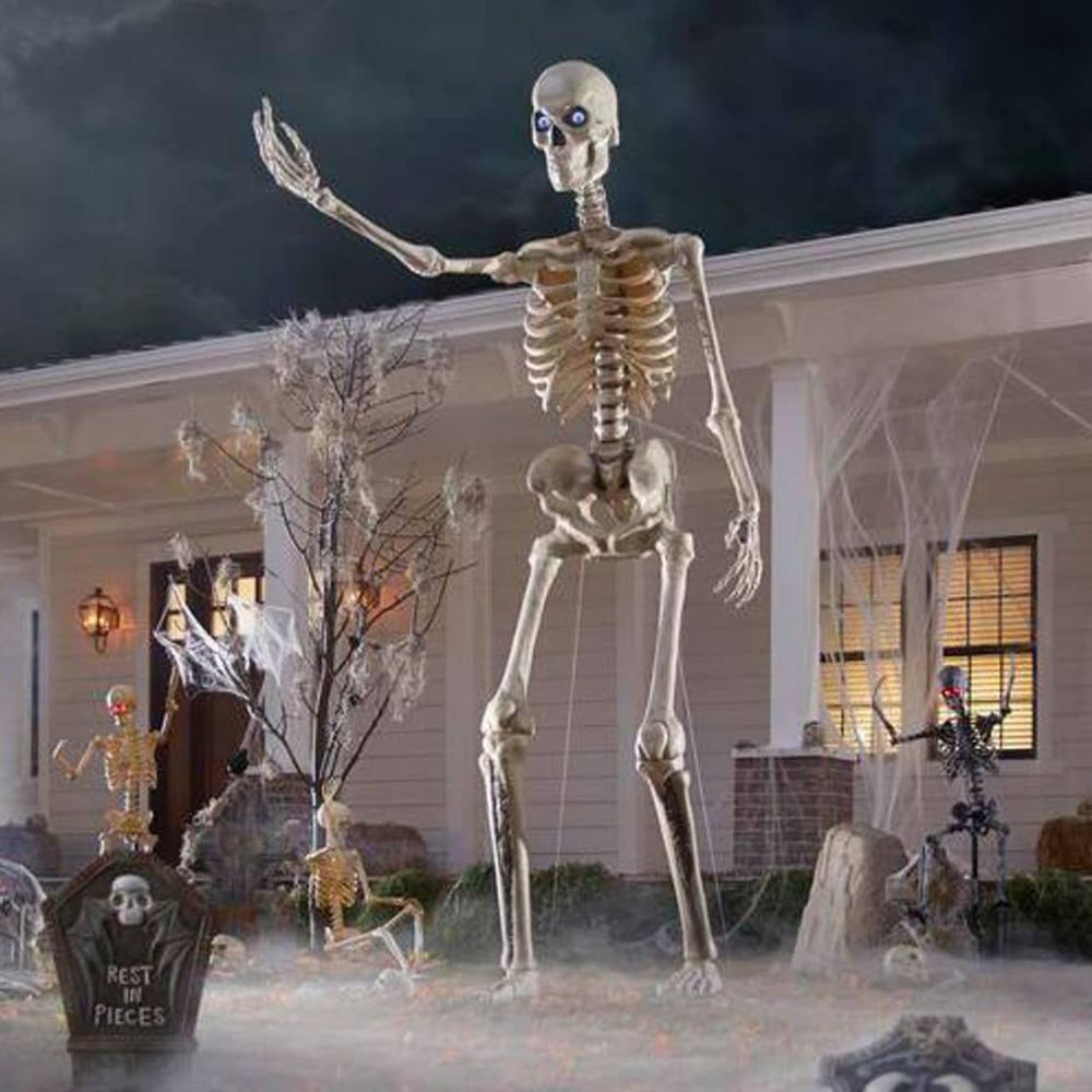 The Home Depot Home Accents Holiday 12 Foot Giant Sized Skeleton With Lifeeyes 1657743404 