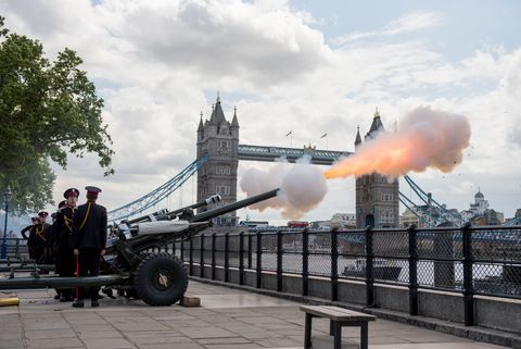62-Gun Salute At Tower Of London Honors Coronation Of The Queen