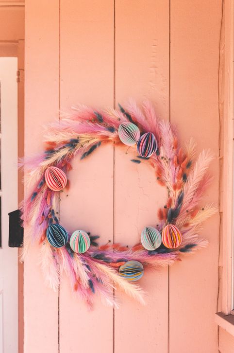 easter honeycomb dried flower wreath
