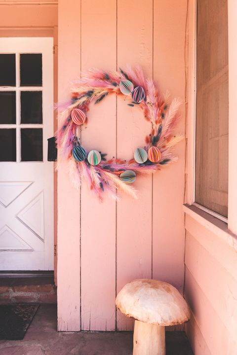 easter honeycomb dried flowers wreath