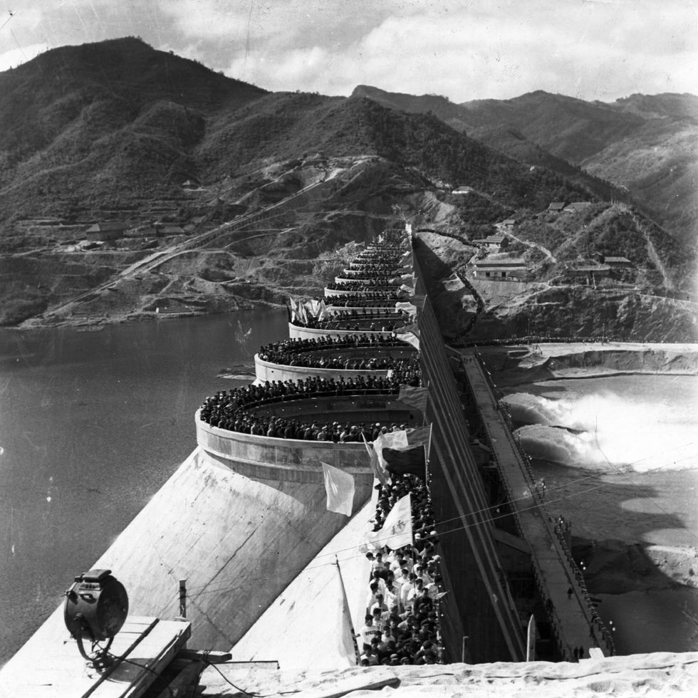 the inauguration of the futseling dam and reservoir on the piho river in anhwei province december 1954