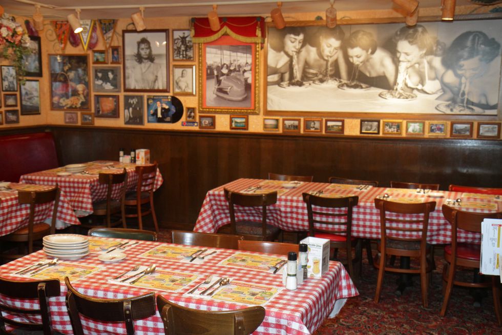 the interior of buca di beppo italian restaurant