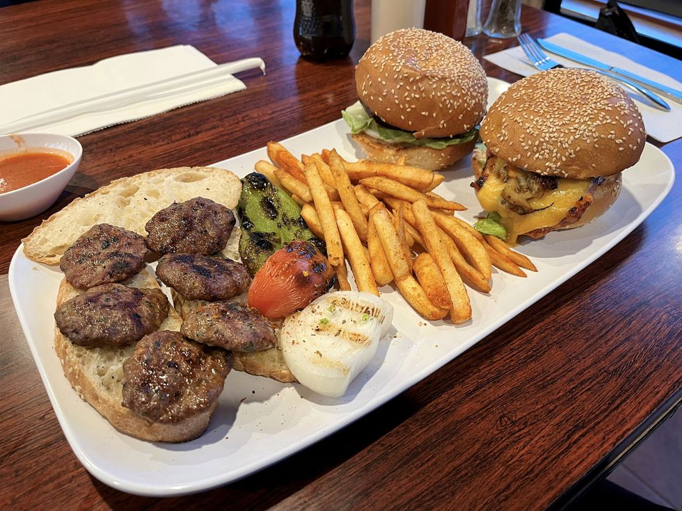 kofta grill with turkish meatballs and burgers at the okuz restaurant in great neck, new york