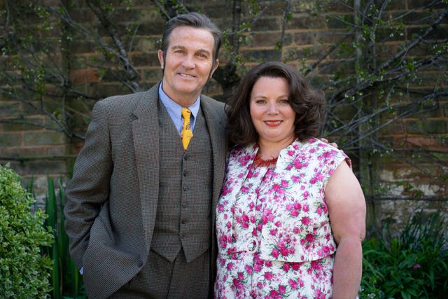 from objective fiction  genial productionsthe larkins on itv and itv hubpictured pop larkin bradley walsh and ma larkin joanna scanlanthis photograph is c objective fiction  genial productions and can only be reproduced for editorial purposes directly in connection with the programme or event mentioned above, or itv plc once made available by itv plc picture desk, this photograph can be reproduced once only up until the transmission tx date and no reproduction fee will be charged any subsequent usage may incur a fee this photograph must not be manipulated excluding basic cropping in a manner which alters the visual appearance of the person photographed deemed detrimental or inappropriate by itv plc picture desk  this photograph must not be syndicated to any other company, publication or website, or permanently archived, without the express written permission of itv picture desk full terms and conditions are available on the website wwwitvcompresscentreitvpicturestermsfor further information please contactjameshilderitvcom  0207 157 3052