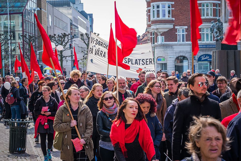 the left party's labor day demonstration swedish left party