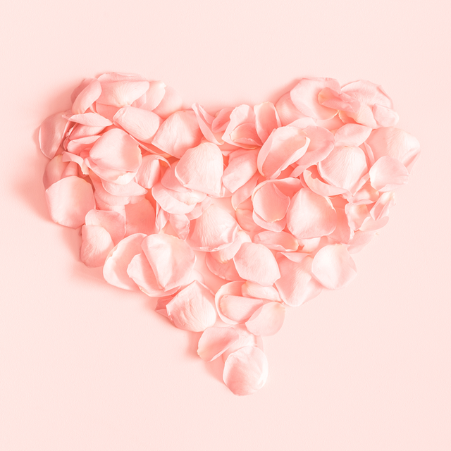 pink heart made of flower petals