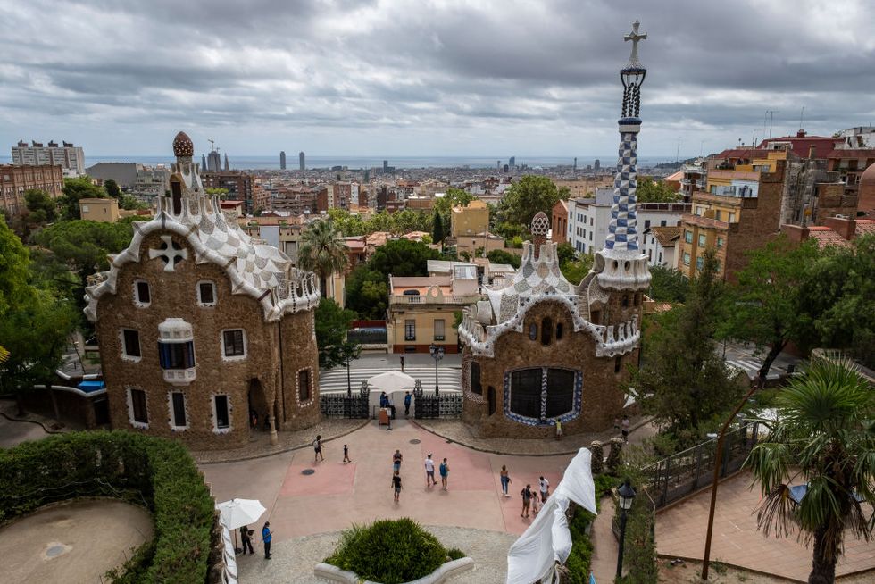 the main entrance to park guell
