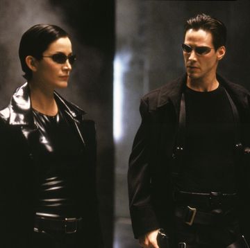 carrie anne moss as trinity, keanu reeves as neo, the matrixthe matrix   when a beautiful stranger carrie ann moss leads computer hacker neo keanu reeves to a forbidding underworld, he discovers the shocking truth  the life he knows is the elaborate deception of an evil cyber intelligence neo joins legendary and dangerous rebel warrior morpheus lawrence fishburne in the battle to destroy the illusion enslaving humanity now, every move, every second, every thought becomes a fight to stay alive  to escape the matrix