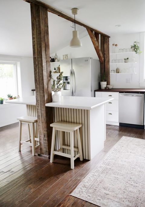 kitchen island idea with white slats