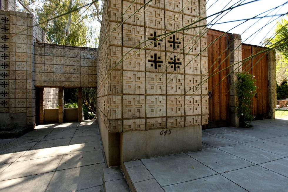 the millard house in pasadena, ca, is a textile block house designed by frank lloyd wright and buil