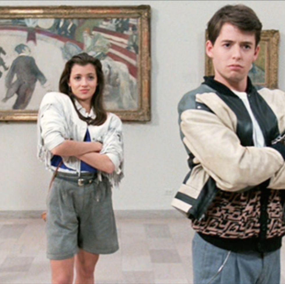 los angeles june 11: the movie "ferris bueller's day off", written and directed by john hughes. seen here from left, alan ruck as cameron frye, mia sara as sloane peterson and matthew broderick as ferris bueller in the art institute of chicago. initial theatrical release june 11, 1986. screen capture. paramount pictures. (photo by cbs via getty images)