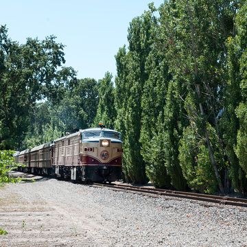 The Napa Valley Wine Train, a privately operated excursion train that runs between Napa and St. Hele
