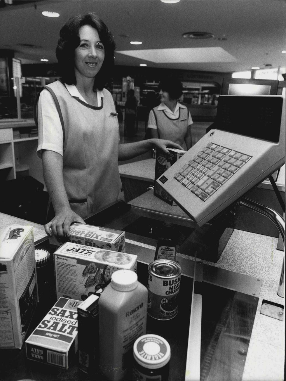 the new computerized supermarket scanning system which will be introduced into a number of australian shops and supermarkets in the next few years it is hoped it means a faster and better service for shopperswoolworths checkout girl dianne haggerston of