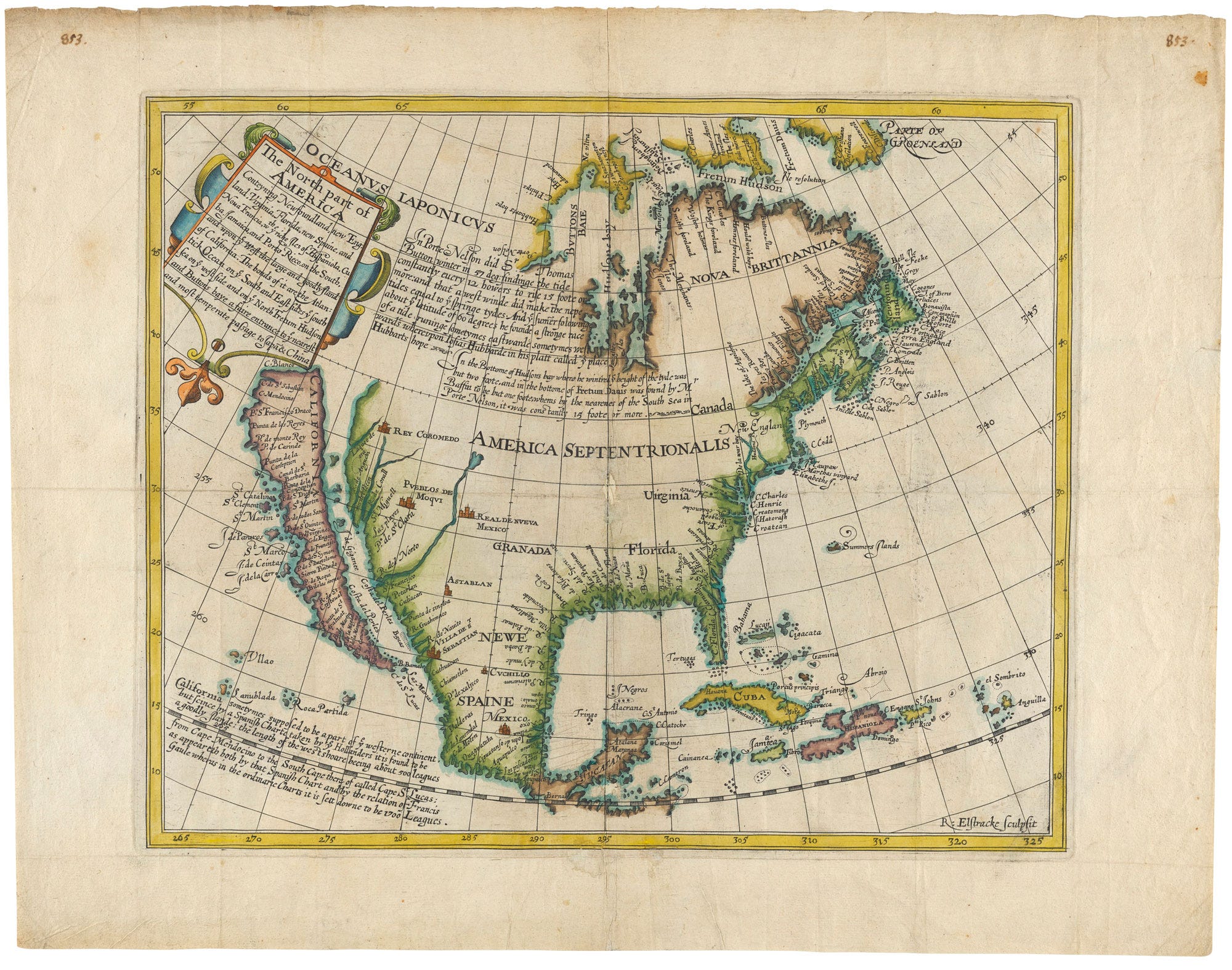 the north part of america, 1625, by henry briggs, map