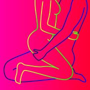 Human body, Elbow, Wrist, Magenta, Knee, Physical fitness, Illustration, Painting, Foot, Graphics, 