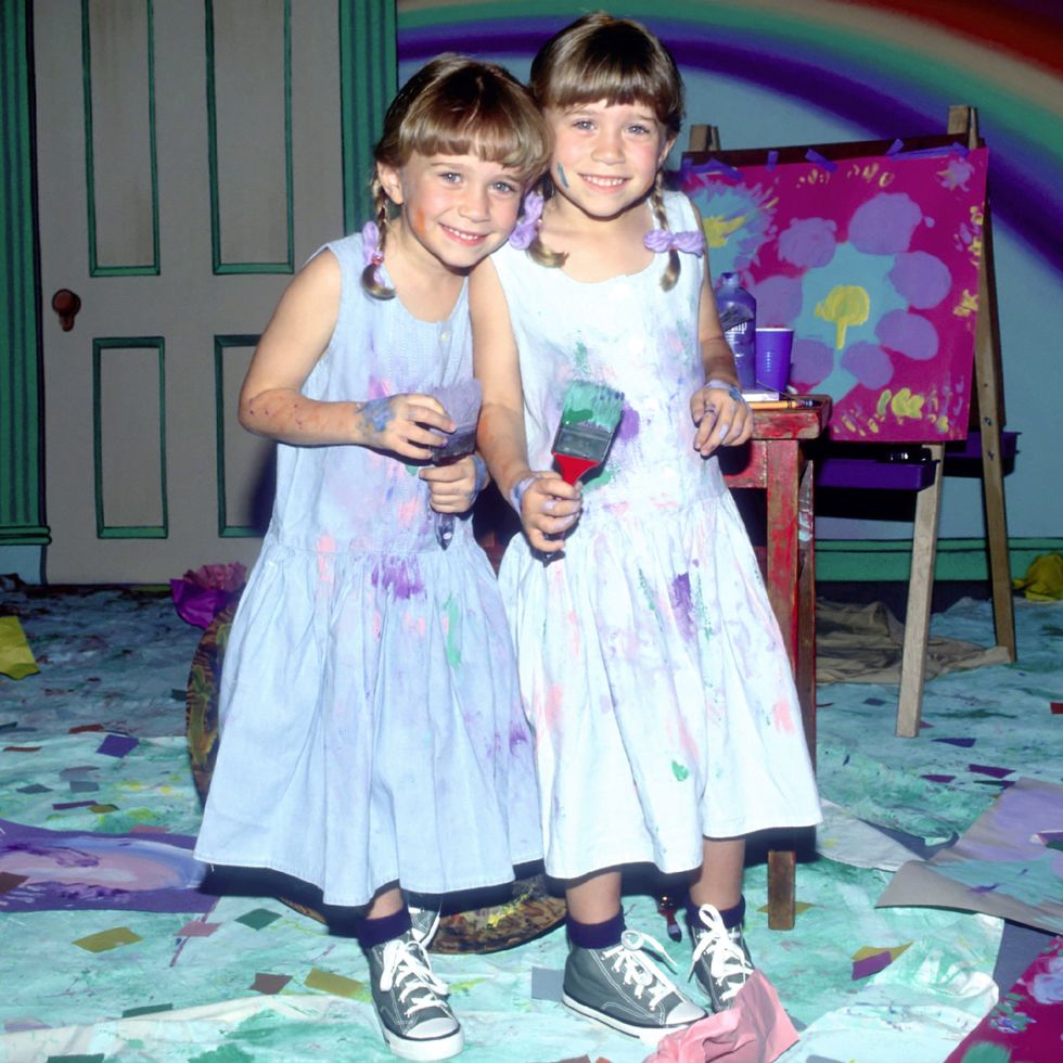 los angeles november 3 the olsen twins pose for a portrait during a private photo session on november 3, 1994 at center staging rehearsal studios in los angeles, california photo by ron wolfsongetty images