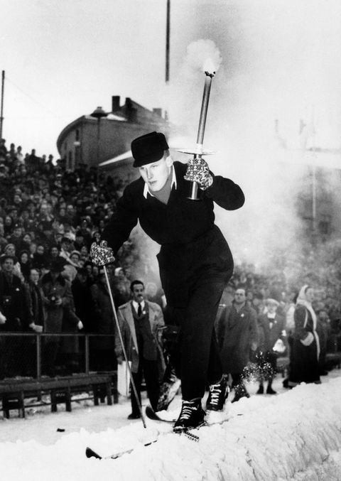 oslo winter olympics eigil nansen carrying the olympic torch