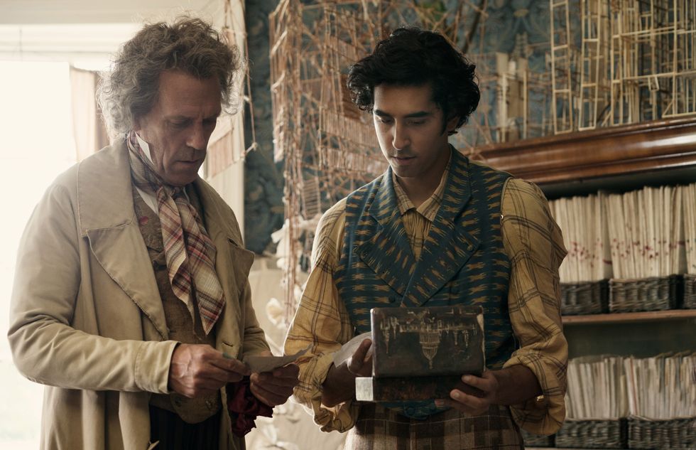 hugh laurie and dev patel in the film the personal history of david copperfield photo by dean rogers © 2020 20th century studios all rights reserved