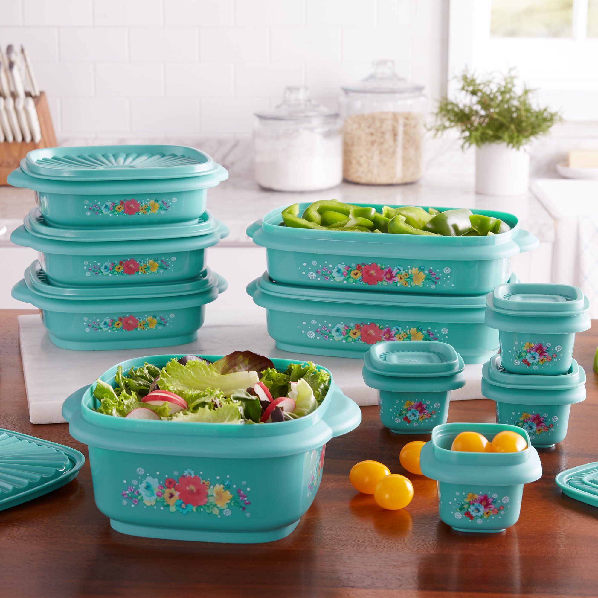 Tupperware 12pc Square Stacking Food Storage Containers with Lids - Green