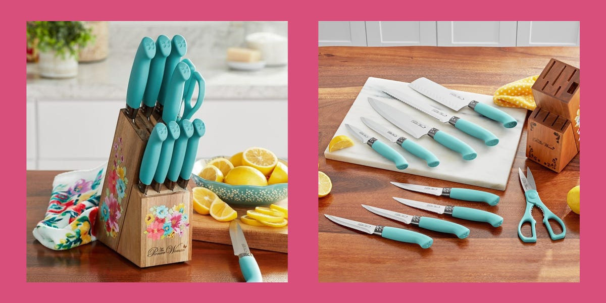 The Pioneer Woman Pioneer Signature 14-Piece Stainless Steel Knife Block  Set, Teal - Walmart.com