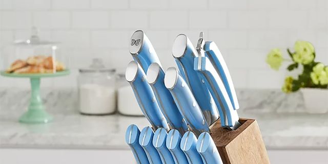 The Pioneer Woman Pioneer Signature 14-Piece Stainless Steel Knife Block Set Red