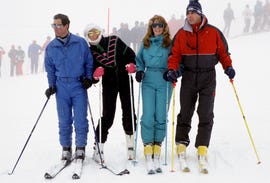 charles diana sarah and andrew skiing