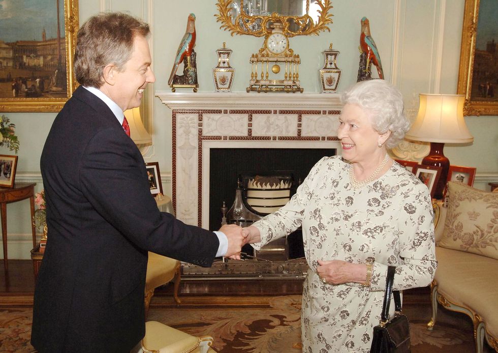 hm the queen elizabeth ii congratulates tony blair on winning a third term in government