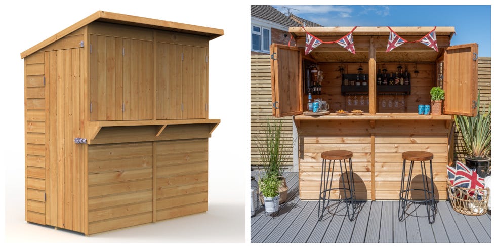 the range's wooden shiplap garden bar